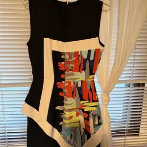 BCBG Alessandra Printed Asymmetrical Peplum Dress - Size 02